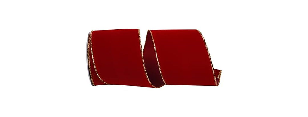 Reliant Velvet Wired Ribbon 4" 10yd Scarlet