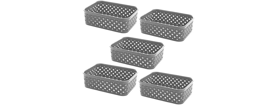 Small Plastic Storage Baskets 5-Pack