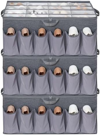 STORAGEIDEAS Extra Large Fabric Shoe Organizer Grey, 3 Pack
