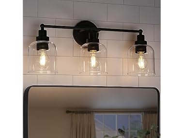 GEPOW Bathroom Wall Light Fixtures, 3-Light Black
