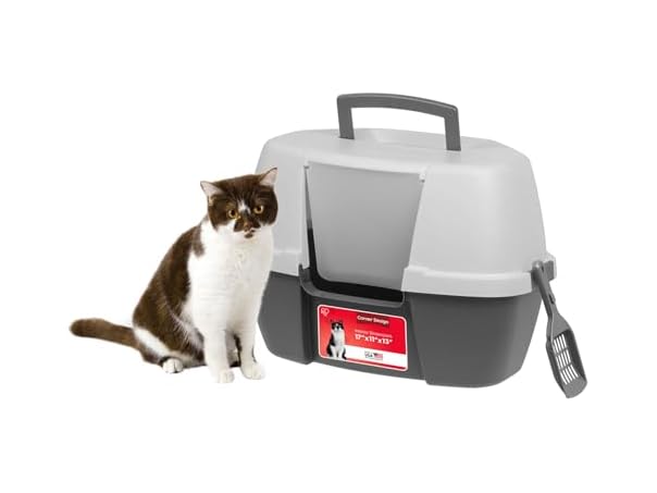 IRIS USA Cat Litter Box - Enclosed Corner Litter Box