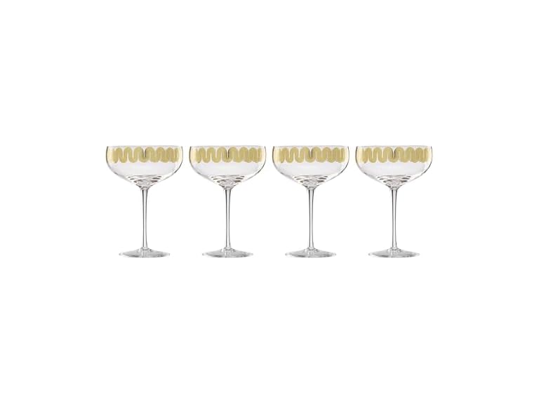 Cambridge Gold Decal Coupe Glasses, Set Of 4