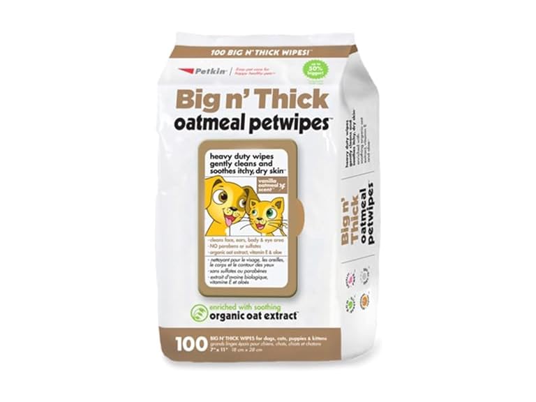 Petkin Pet Wipes for Dogs and Cats, Oatmeal, 100 Wipes