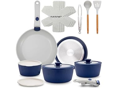 NutriChef 18-Piece Ceramic Cookware Set