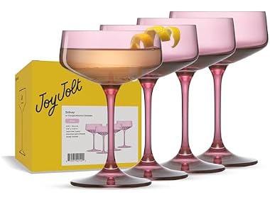 JoyJolt Sidney Cocktail Coupe Glasses Set of 4