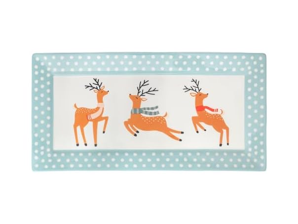Boston International Rectangle Ceramic Platter Holiday