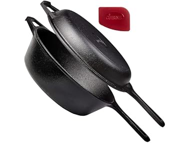 Cuisinel Cast Iron Skillet + Lid, 2-in-1