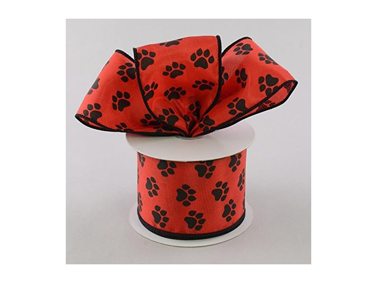 Craig Bachman Red Paw Print Ribbon 2.5"