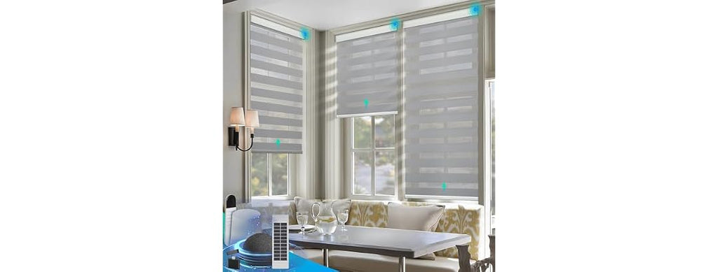 DENFOON Motorized Zebra Blinds 72"L x 29"H