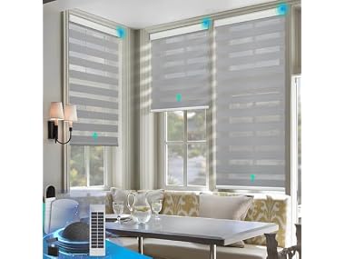 DENFOON Motorized Zebra Blinds 72"L x 29"H