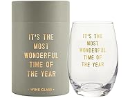 Santa Barbara Design Studio Holiday Stemless Wine Glass Gold Foil