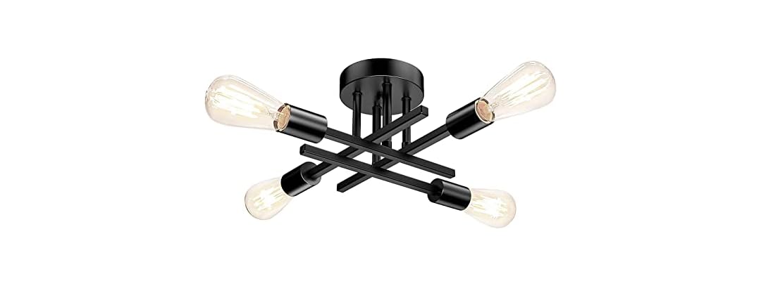 TOBUSA Semi Flush Mount Ceiling Light Fixture Matte Black