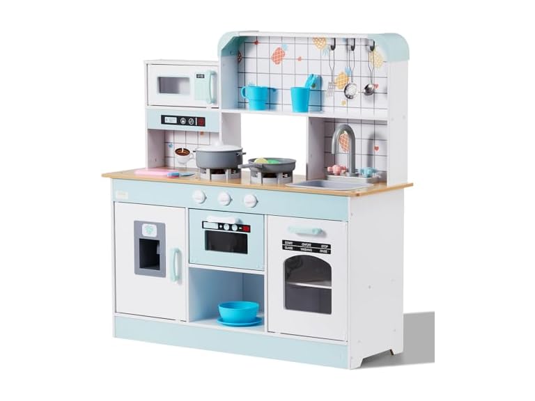 Play Kitchen for Kids, Wooden Toy Kitchen Set