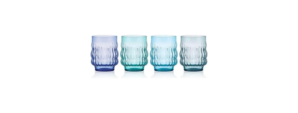 Mikasa Waves Colorful Optic Stackable Rocks Glasses, Set of 4