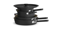BELLA 9-Piece StoreMore Cookware Set Black