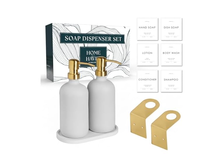 Mega Handles Glass Soap Dispenser Set