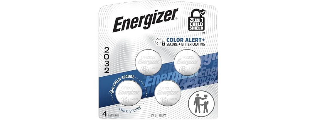 (4 PACK) Energizer 2032 Batteries - 3V Lithium Coin Batteries