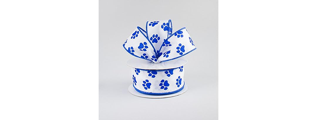 Craig Bachman Blue Paw Print Ribbon 1.5"