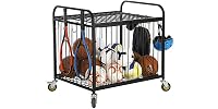 MyGift Large Capacity Metal Rolling Multi Sports Ball Cage Storage Hopper