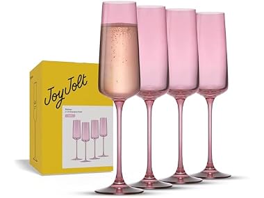 JoyJolt Sidney Stemmed Champagne Flutes, Set of 4