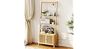 Bookcase With Drawers, 4-Tier Bamboo