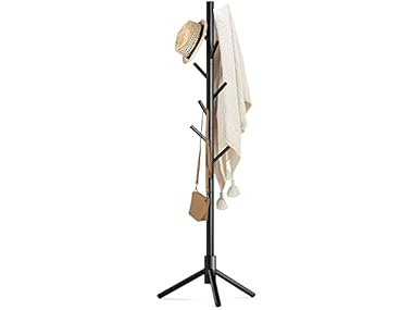 Wooden Coat Rack Stand With 8 Hooks