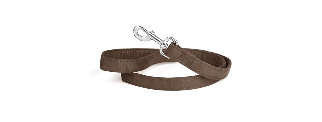 Dogline Comfort Microfiber Flat Leash for Dogs, Brown