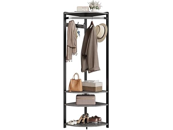 MOVECOM Coat Rack with Shoe Storage,Grey