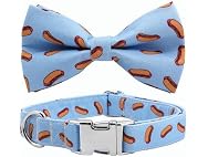 Free Sunday Dog Collar with Bow, Hotdog Dog Bowtie