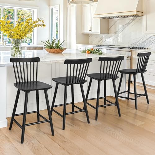 Lue Bona Black Bar Stools Set of 4 24"