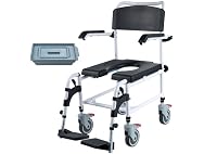 Shower Commode Wheelchair with 4 Lockable