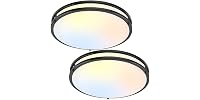 TOBUSA 50W 5600lm Bright LED Ceiling Lights Matte Black, 2 Pack