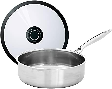 Stainless Steel, Sauté Pan w/Lid, 9.5-Inch Diameter, 3 Quart