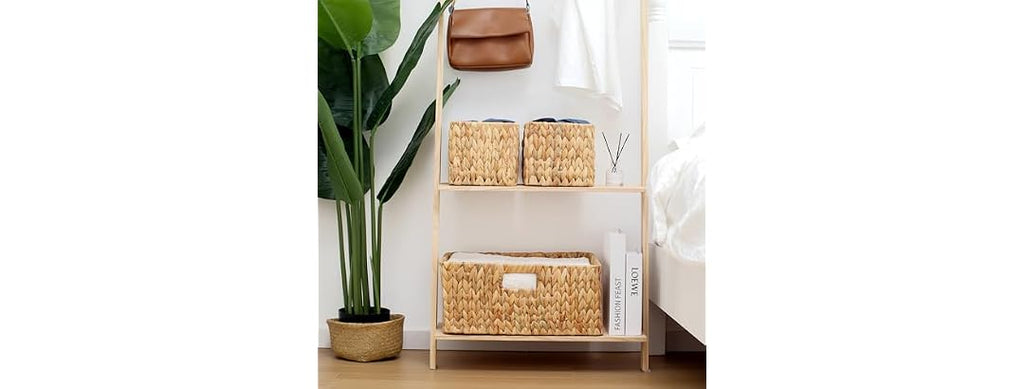 JS HOME Water Hyacinth Wicker Storage Baskets