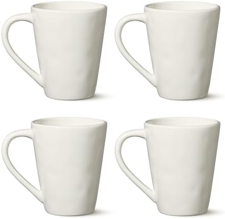 Linen Cream 14 oz Stoneware Mugs Set of 4