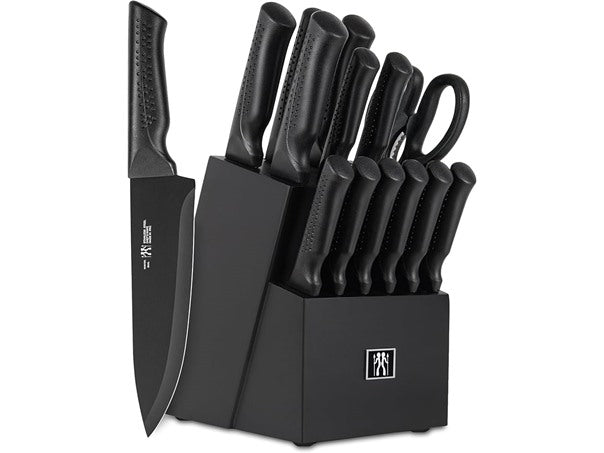 15-Piece Kitchen Knife Set w/ Block- Black