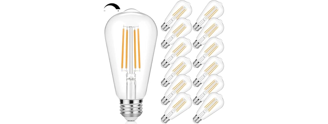 Vintage 12Pk LED Edison Bulbs 60 Watt Dimmable