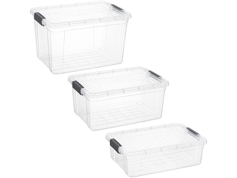 Superio Clear Storage Boxes with Lid, 3 Pack
