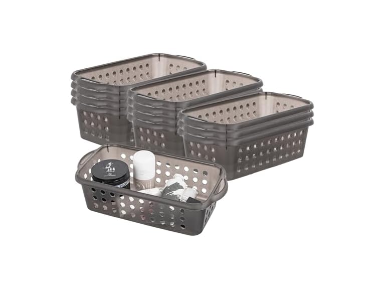 Cetomo Plastic Storage Baskets with Handle, 12 Pack