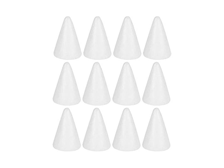 12-Pc White Foam Cones for DIY Crafts