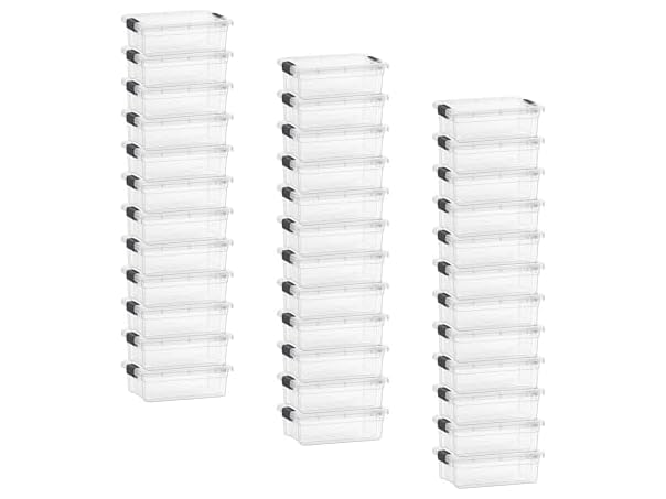 Superio Clear Small Storage Boxes with Lids, 2.3 Quart 36 Pack