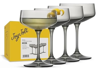 JoyJolt Sidney Cocktail Coupe Glasses Set of 4 | 8 oz Gray