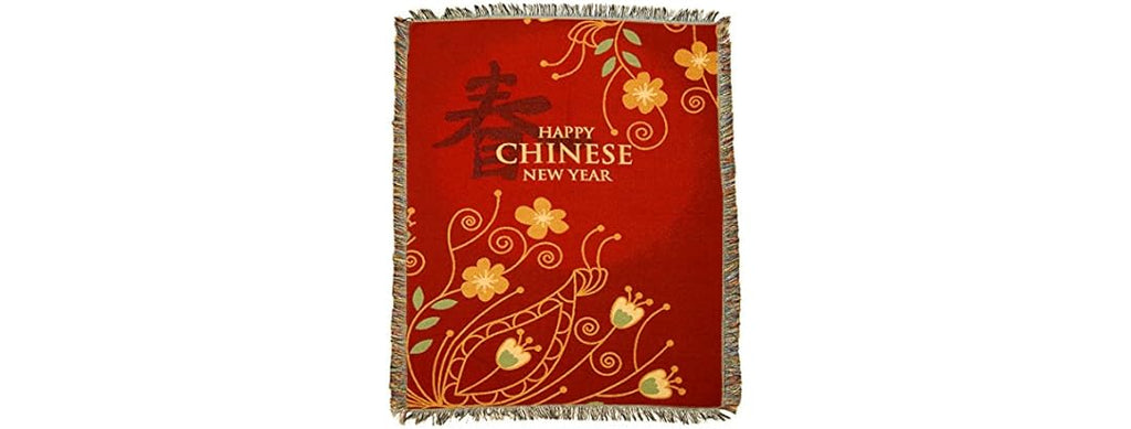 Chinese New Year Floral Tapestry Blanket