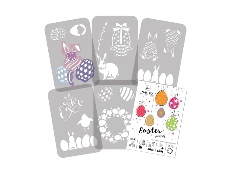 NAKLEO Easter Painting Stencils Set 5 A4