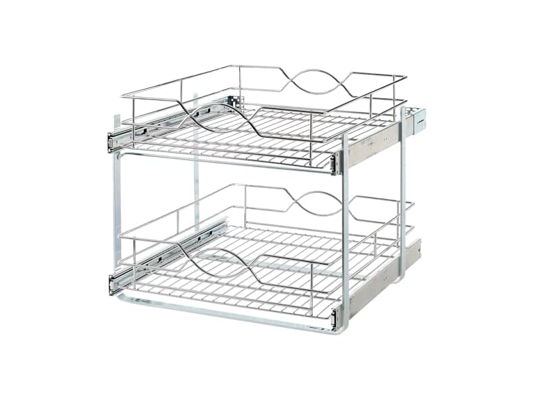 Double-Tier Wire Pull Out Kitchen and Bath Storage Basket