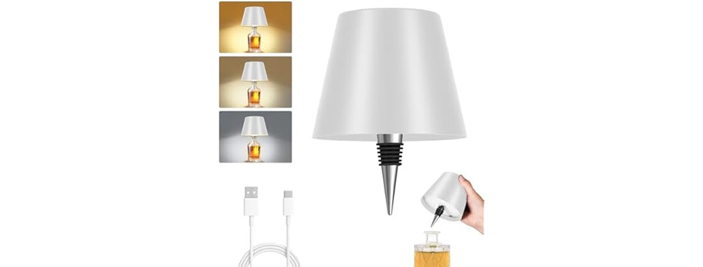 White Shade Wireless Bottle Lamp