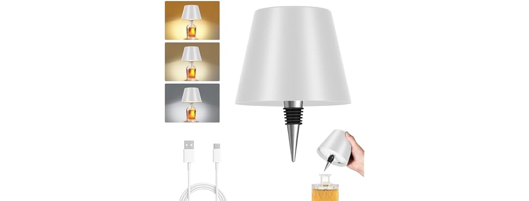 White Shade Wireless Bottle Lamp