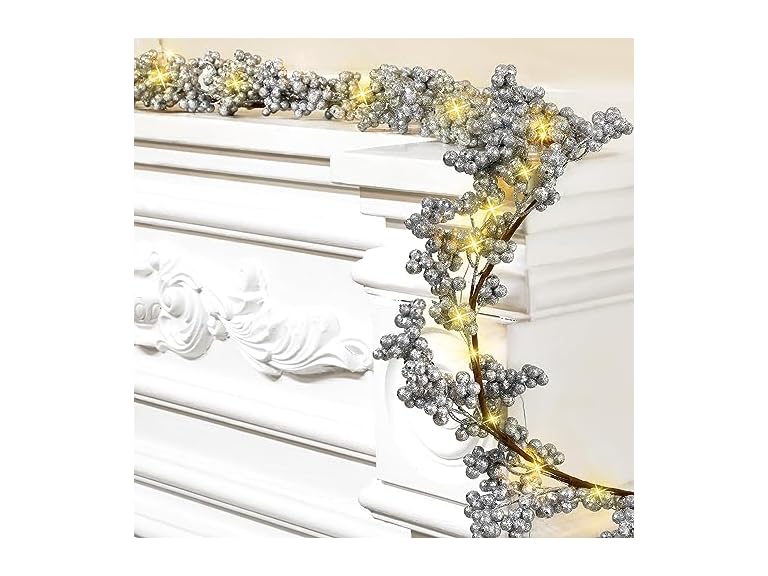 6ft Berry String Lighted Plastic Garland