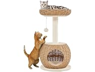Yaheetech Cat Tree, 29.5in Rattan Cat Tower