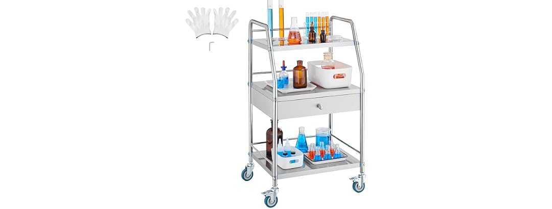 VEVOR Lab Serving Cart, 3 Layers